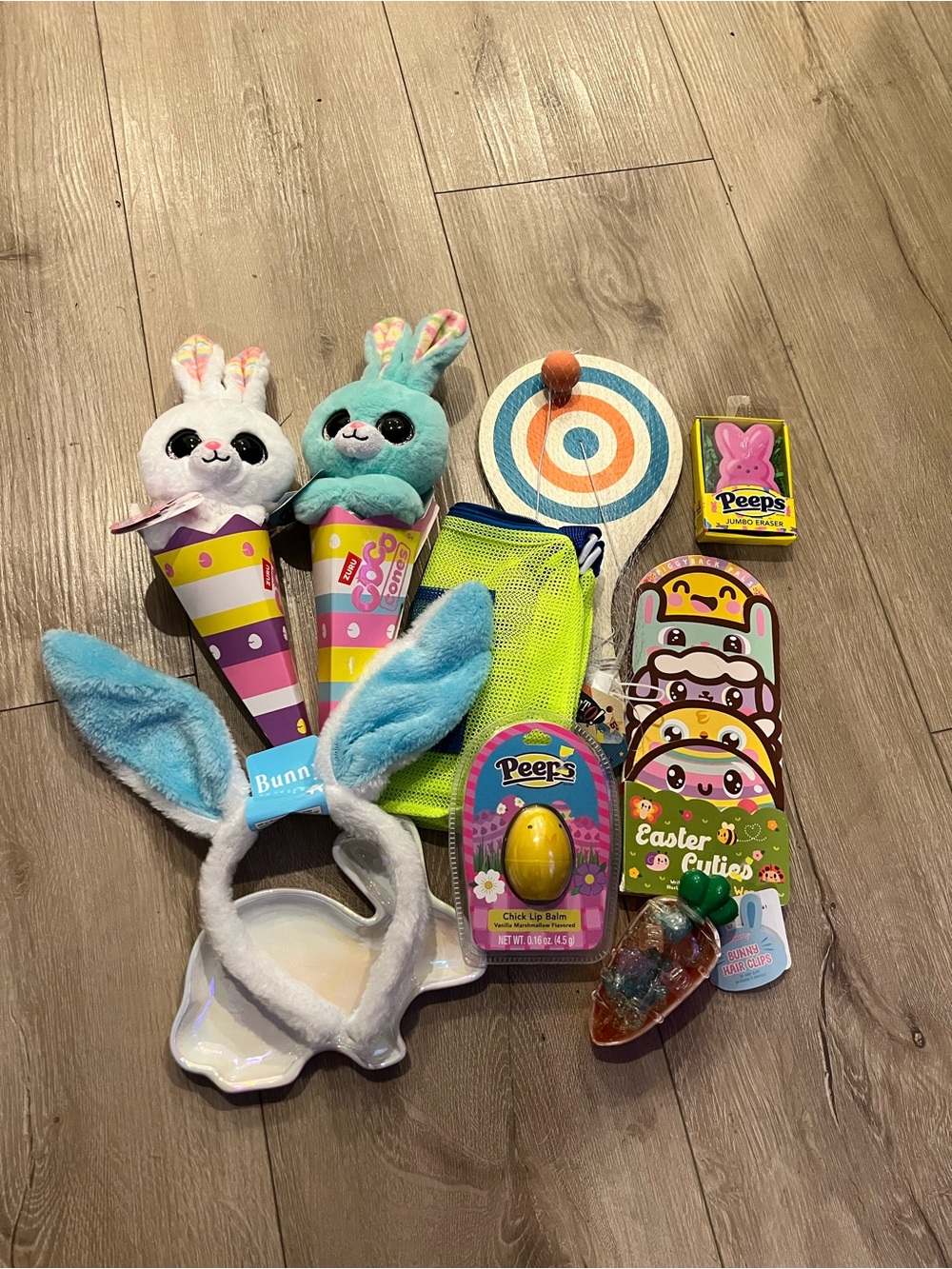 Kids Easter Bunny Plush & Accessories Gift Set - Blue, White, Pink